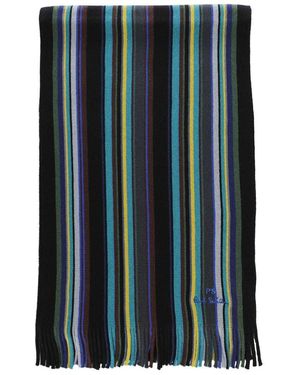 Paul Smith Merino Striped Scarf - Blue