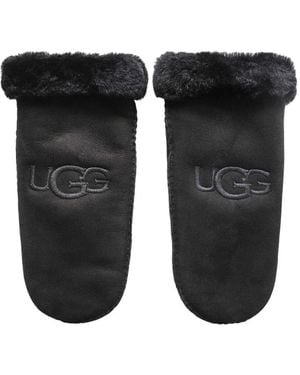 UGG Sheepskin Embroidered Mittens - Black