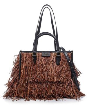 MY BEST BAG FIRENZE Atena Bali Fringed Tote Bag - Brown