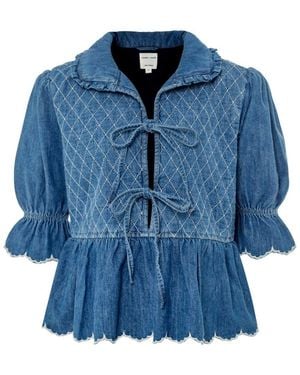 seventy + mochi Seventy + Mochi Heidi Quilted Blouse - Blue