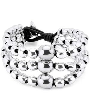 Uno De 50 Three Strand Beaded Leather Bracelet - Black