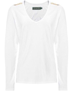 Holland Cooper Long Sleeve V-neck T-shirt - White