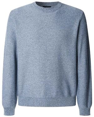 Hackett Mouline Crew Neck Jumper - Blue