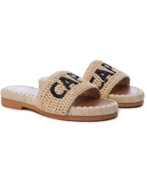 De Siena Capri Raffia Resort Sliders - Brown