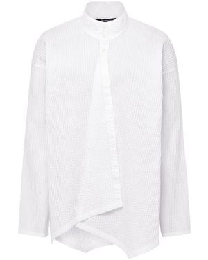 Yaccomaricard Asymmetric Pintuck Lawn Shirt - White