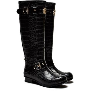 Holland Cooper Zip Chelsea Croc Wellington Boots - Black