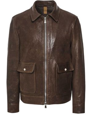 J. Blades Leather Zip Jacket - Brown