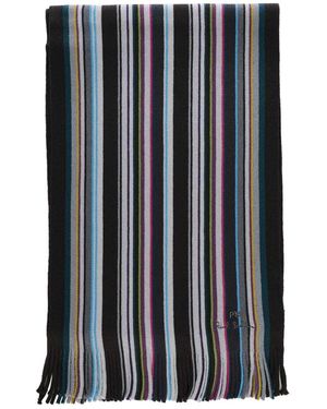 Paul Smith Merino Striped Scarf - Black