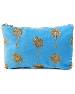 Elizabeth Scarlett Gold Palm Blue Everyday Pouch