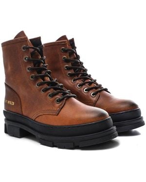 Replay Leather Vega Biker Boots - Brown