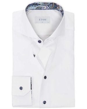 Eton Slim Fit Paisley Trim Shirt - White