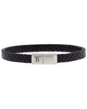 Steel and Barnett Riley Leather Bracelet - Black