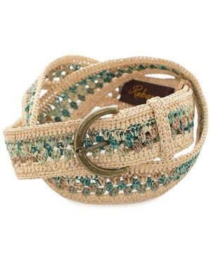 Rabarany Handwoven Raffia Belt - Metallic