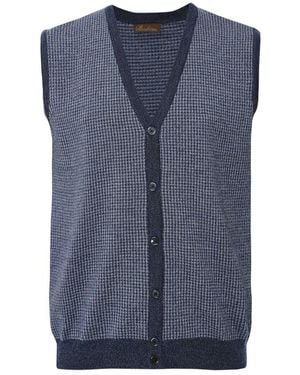 Stenströms Merino Houndstooth Vest - Blue