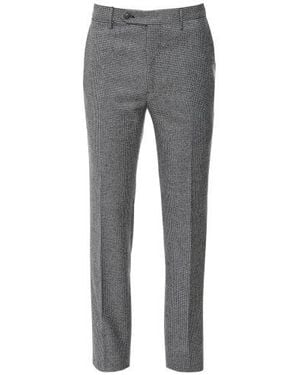 Berwich Slim Fit Houndstooth Trousers - Grey