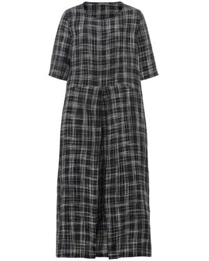 Oska Linen Check 522/1306 Dress - Grey