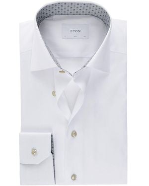Eton Slim Fit Medallion Trim Shirt - Blue