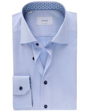 Eton Contemporary Fit Medallion Trim Shirt - Blue