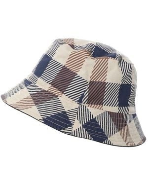 Aquascutum Reversible Macro Check Bucket Hat - Blue