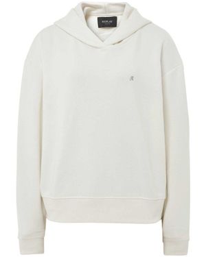 Replay Oversized Cotton Hoody - White