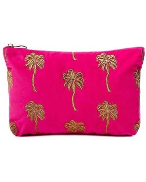 Elizabeth Scarlett Gold Palm Everyday Pouch - Red