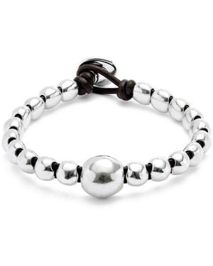 Uno De 50 Beaded Leather Bracelet - Metallic