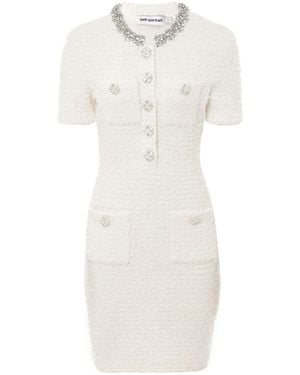 Self-Portrait Bouclé Knit Dress - White