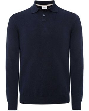 Sseinse Knitted Long Sleeve Polo Shirt - Blue