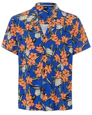 BOSS Relaxed Fit Beach Shirt - Blue