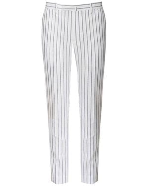 Hackett Linen Cotton Summer Stripe Trousers - White