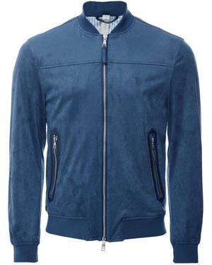 Sseinse Faux Suede Bomber Jacket - Blue