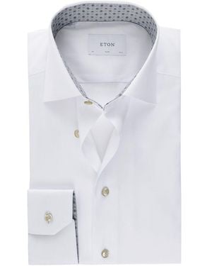 Eton Slim Fit Medallion Trim Shirt - Blue