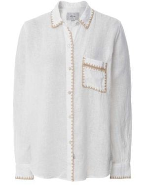 Rails Charli White Blanket Stitch Shirt