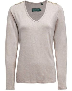 Holland Cooper Long Sleeve V-neck T-shirt - Grey
