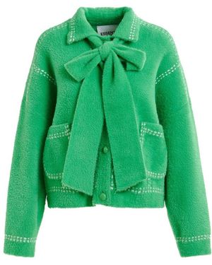 Essentiel Antwerp Hoops Bow Knit Cardigan - Green