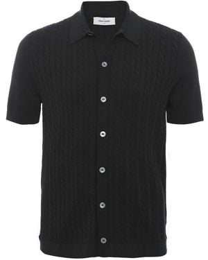 Gran Sasso Cable Rib Knit Shirt - Black