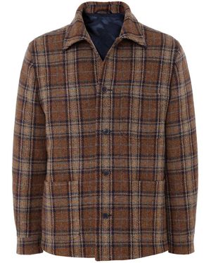 J. Blades Wool Check Overshirt - Brown