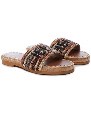 De Siena Ibiza Striped Raffia Resort Sliders - Brown