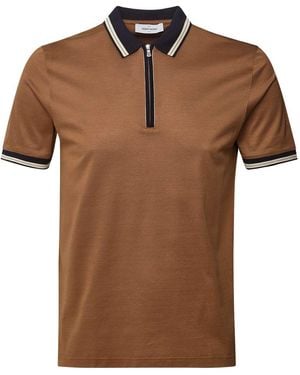 Gran Sasso Zip Tennis Polo Shirt - Brown