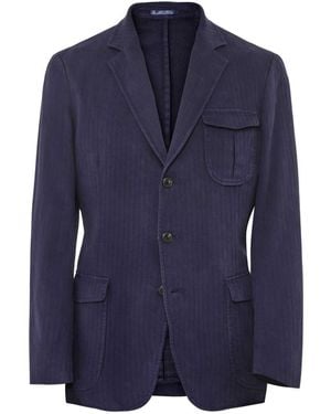 Hackett Garment-dyed Herringbone Blazer - Blue