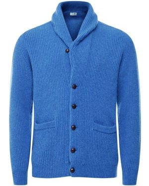 Jules B Lambswool Jameson Shawl Cardigan - Blue