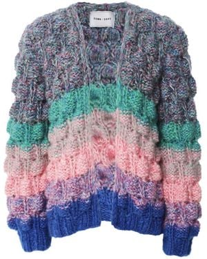 DAWNxDARE Mohair Arena Rainbow Cardigan - Blue