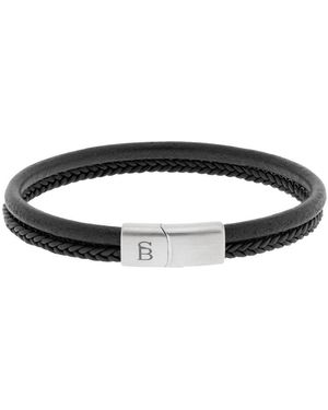 Steel and Barnett Denby Leather Bracelet - Black