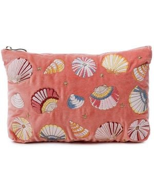 Elizabeth Scarlett Seashell Coral Everyday Pouch - Red