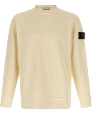 Stone Island Sweatshirt Mit Logoabzeichen - Weiß