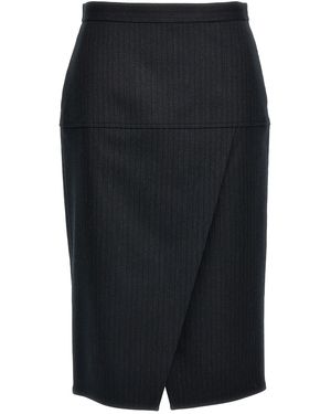 Fendi Pinstriped Wool Skirt - Black