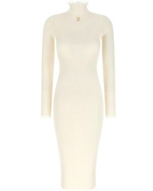 Elisabetta Franchi Abito Maglia A Coste - Bianco