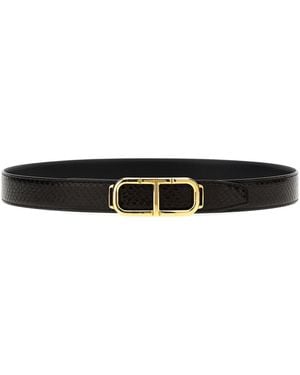 Tom Ford Cintura 'Stadium T Reversibile' - Nero