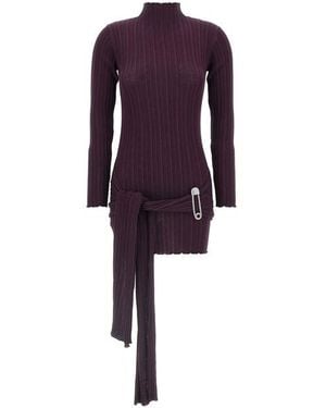 GIUSEPPE DI MORABITO Jewel Brooch Dress - Purple