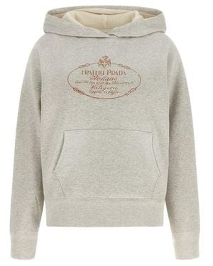 Prada Felpa Reversibile Con Cappuccio - Bianco